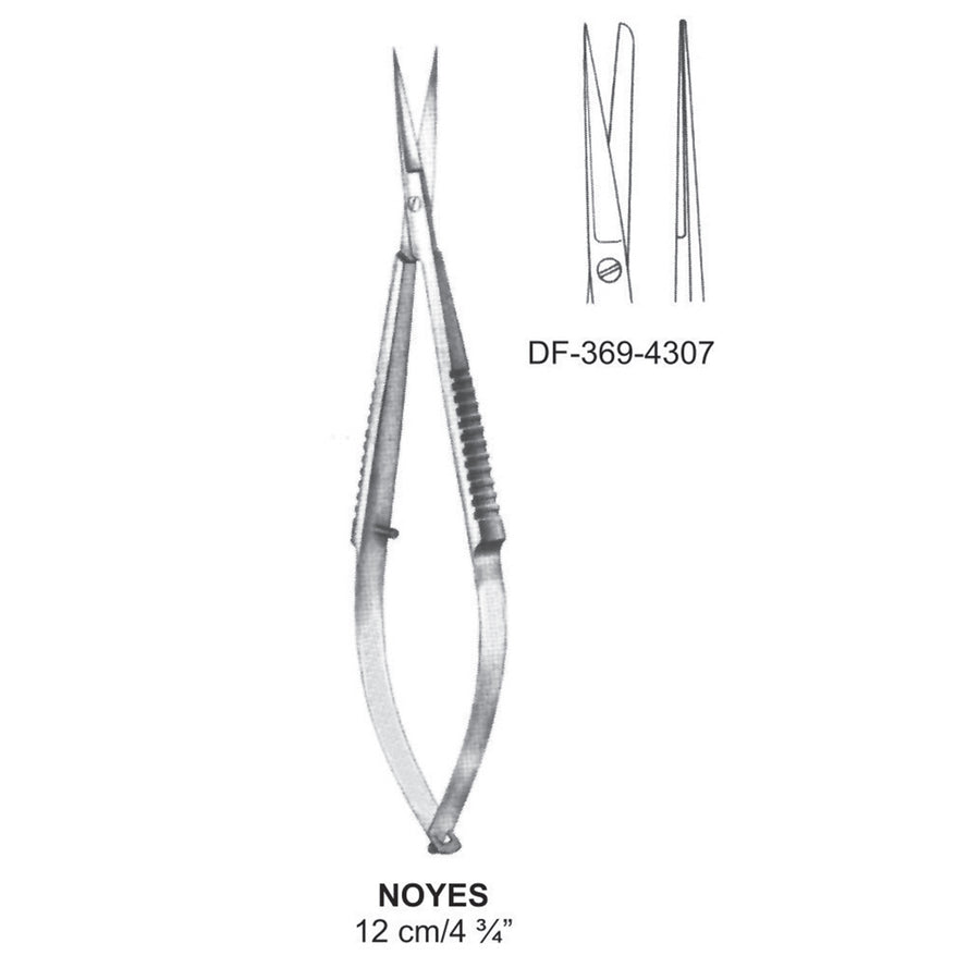 Noyes Micro Scissors, Straight, Sh/Bl, 12cm  (DF-369-4307) by Dr. Frigz
