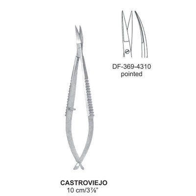 Castroviejo Micro Scissors, Curved, Pointed, 10cm  (DF-369-4310)