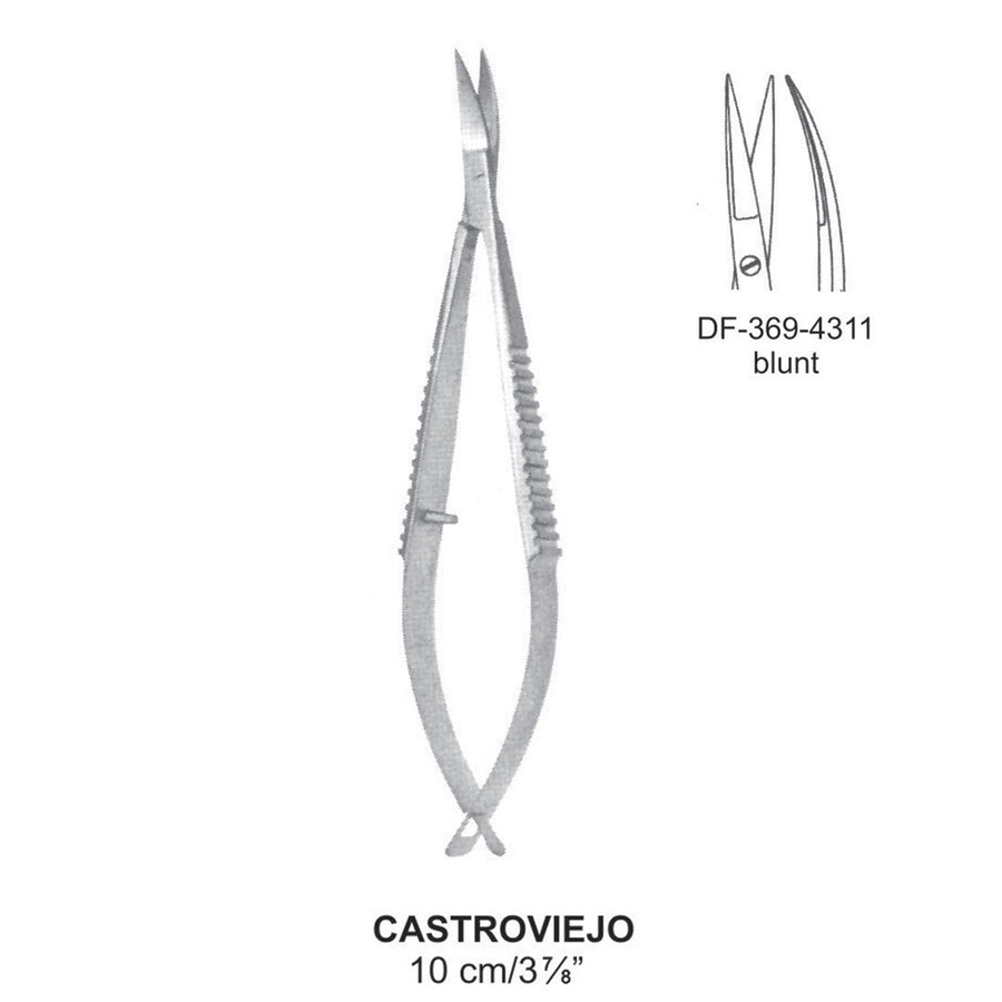 Castroviejo Micro Scissors, Curved, Blunt, 10cm  (DF-369-4311) by Dr. Frigz