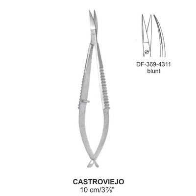 Castroviejo Micro Scissors, Curved, Blunt, 10cm  (DF-369-4311)