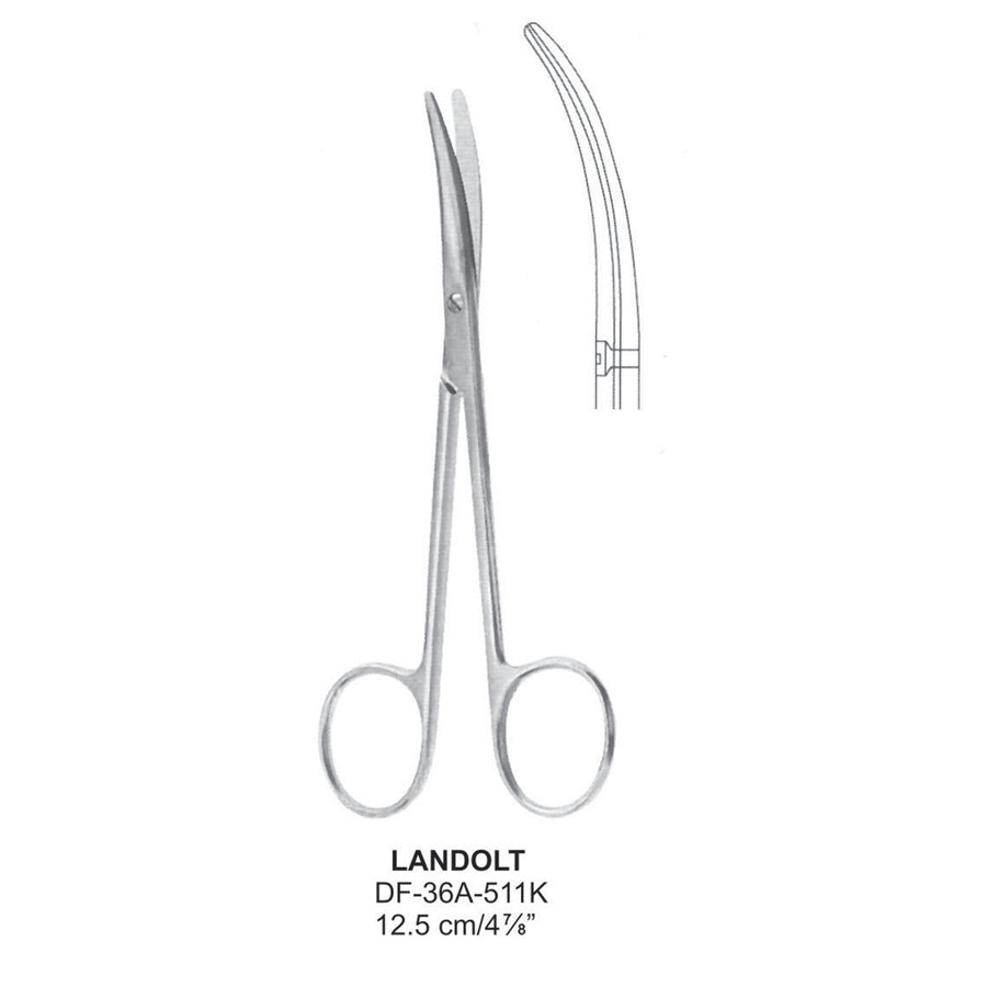 Landolt Fine Operating Scissor,Curved, 12.5cm  (DF-36A-511K) by Dr. Frigz