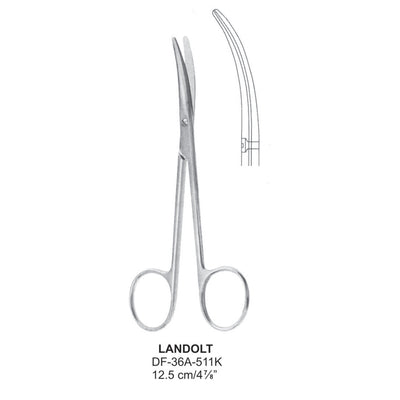 Landolt Fine Operating Scissor,Curved, 12.5cm  (DF-36A-511K) by Dr. Frigz