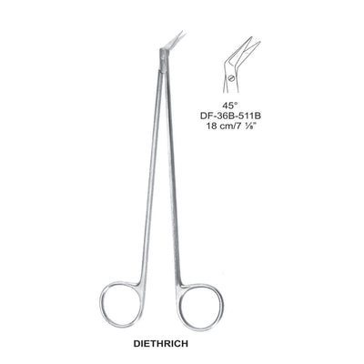 Diethrich Coronary Scissors, 45 Degree, 18cm (DF-36B-511B)