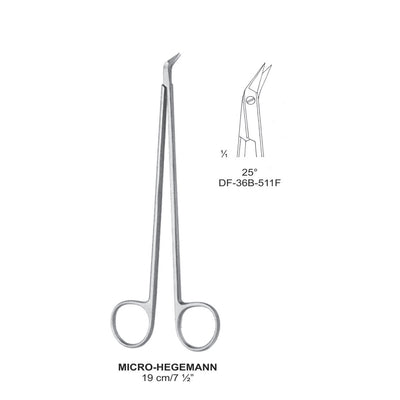 Micro-Hegemann Vascular Scissors 25 Degrees, 19cm  (DF-36B-511F) by Dr. Frigz