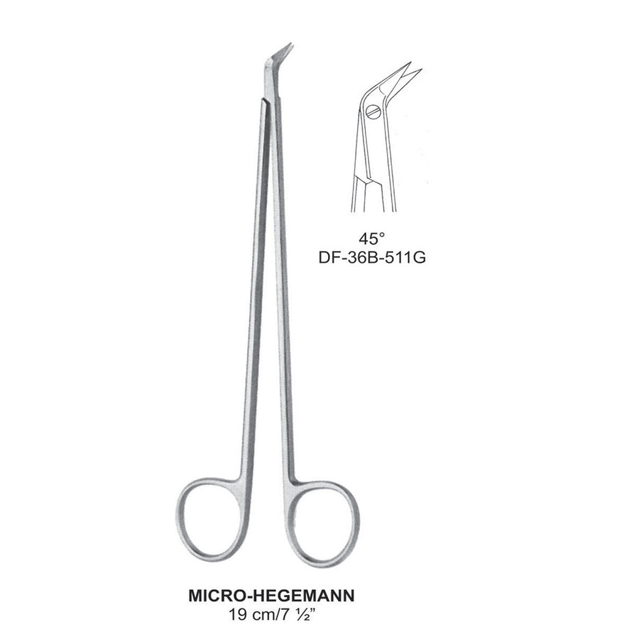 Micro-Hegemann Vascular Scissors 45 Degrees, 19cm  (DF-36B-511G) by Dr. Frigz