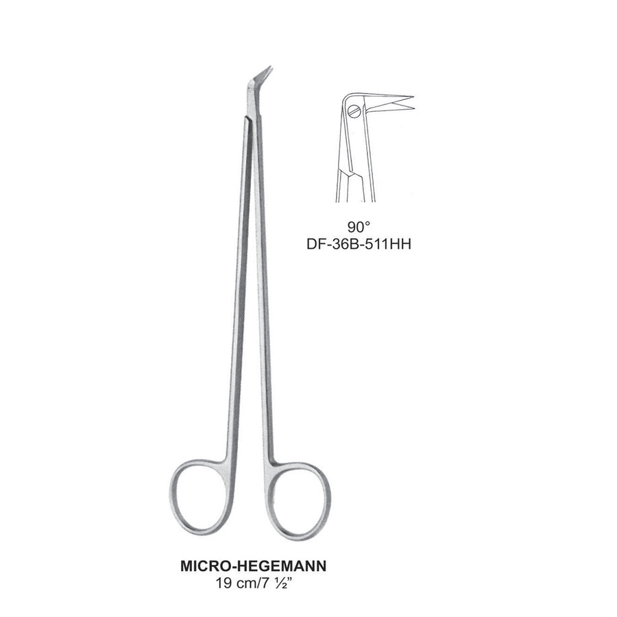 Micro-Hegemann Vascular Scissors 90 Degrees, 19cm  (DF-36B-511Hh) by Dr. Frigz