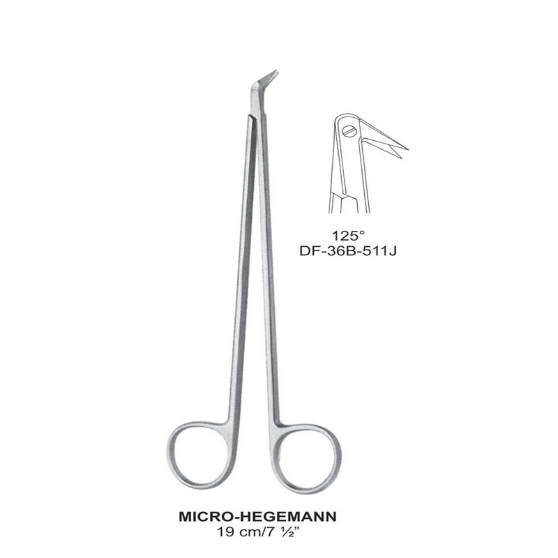 Micro-Hegemann Vascular Scissors 125 Degrees, 19cm  (DF-36B-511J) by Dr. Frigz