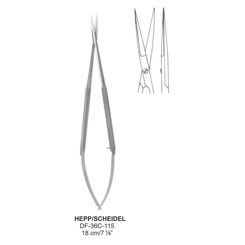 Hepp/Scheidel Micro Scissors, Straight, 18cm  (DF-36C-115) by Dr. Frigz