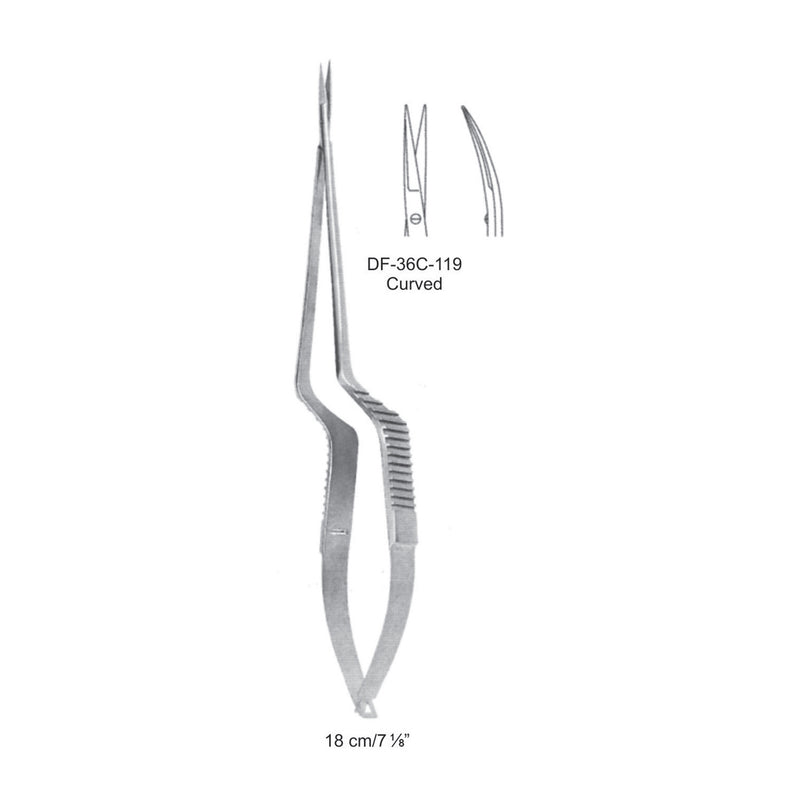 Micro Scissors, Curved, 18cm (DF-36C-119) by Dr. Frigz