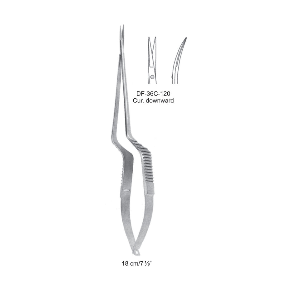 Micro Scissors, Curved Downward, 18cm (DF-36C-120) by Dr. Frigz