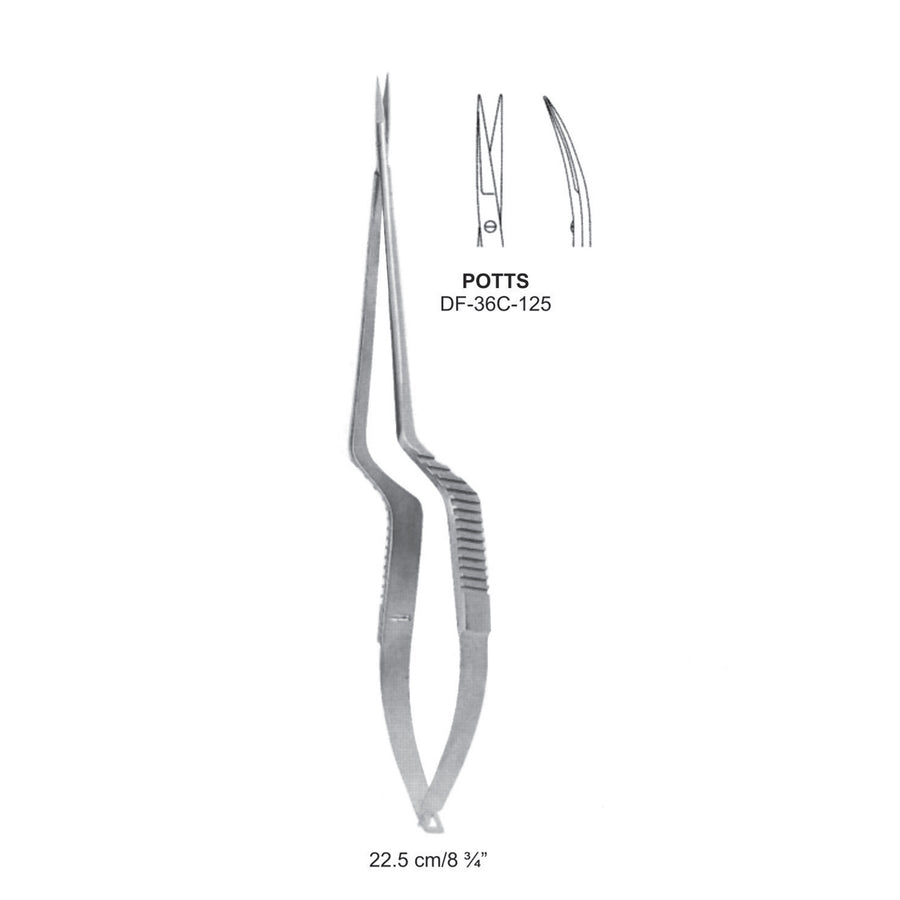 Potts Micro Scissors, Curved, 22.5cm  (DF-36C-125) by Dr. Frigz