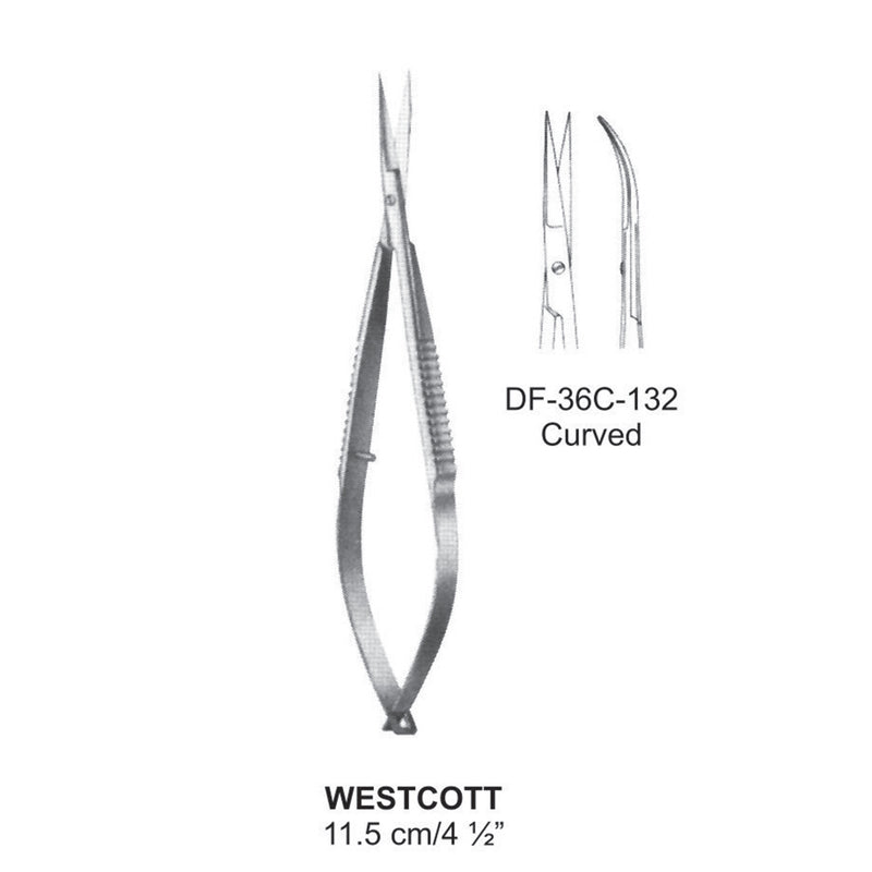 Westcott Micro Scissors, Curved, 11.5cm  (DF-36C-132) by Dr. Frigz