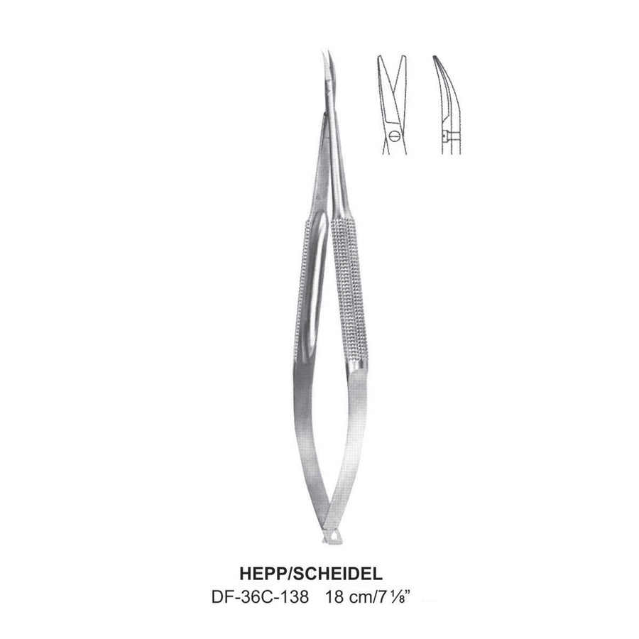 Hepp/Scheidel Micro Scissors, Curved, 18cm  (DF-36C-138) by Dr. Frigz