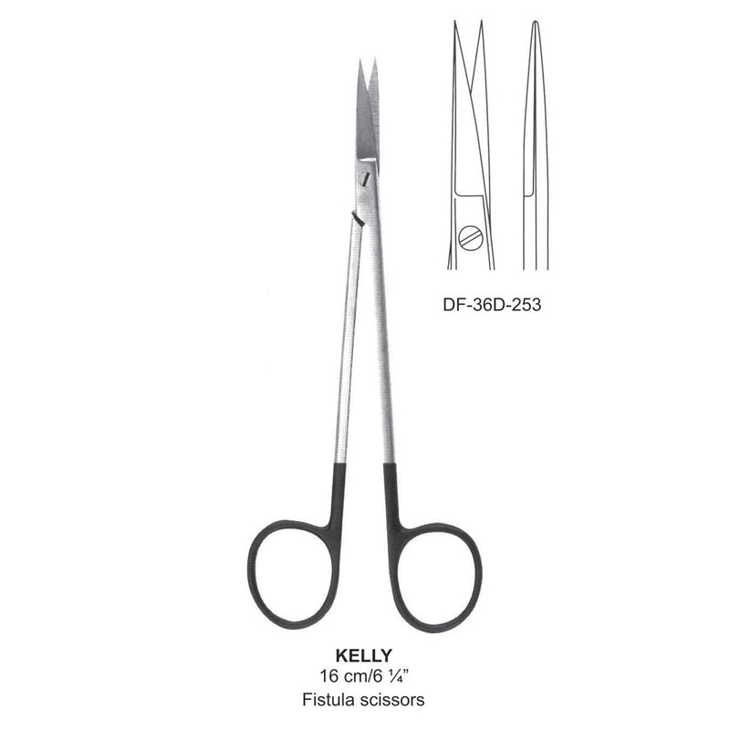 Kelly Supercut (Fistula) Scissors, Straight, 16cm (DF-36D-253) by Dr. Frigz