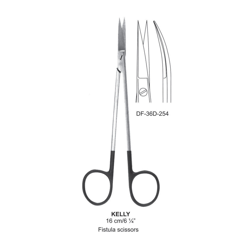 Kelly Supercut (Fistula) Scissors, Curved, 16cm (DF-36D-254) by Dr. Frigz