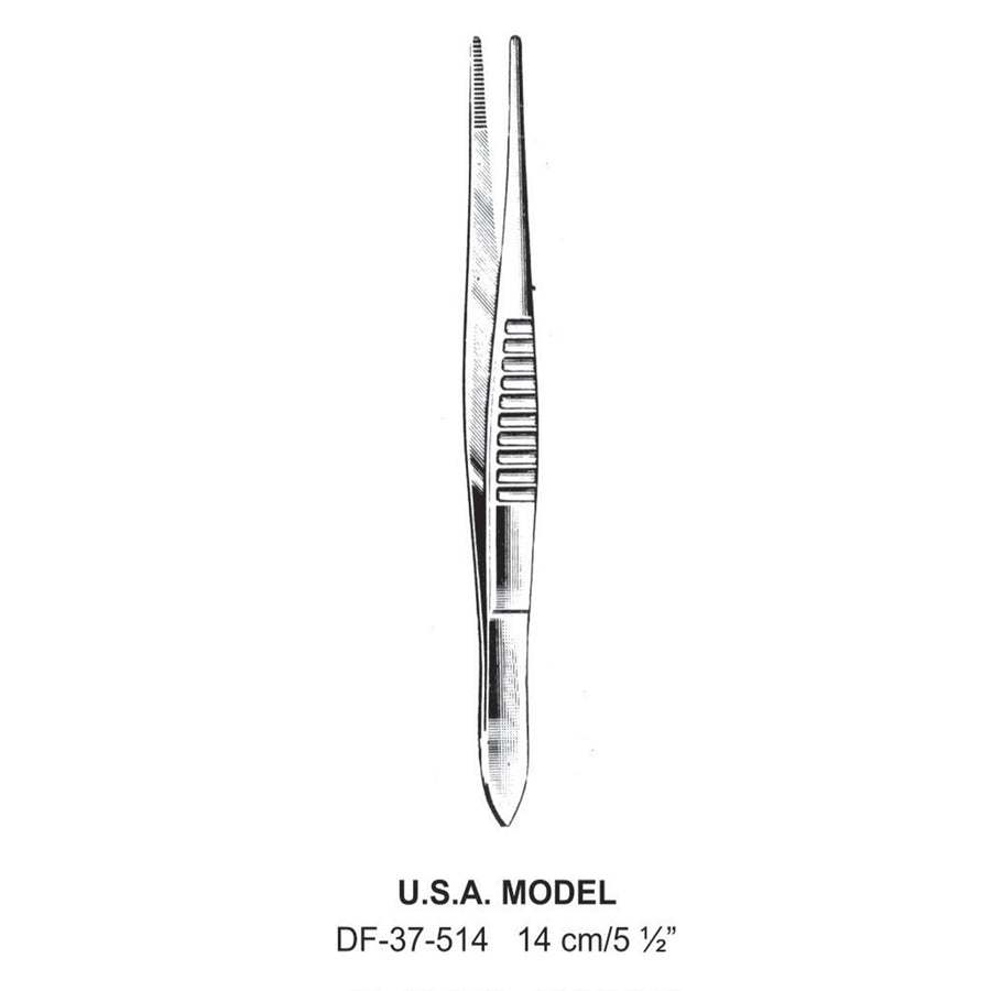 U.S.A. Model Dressing Forceps, 14cm   (DF-37-514) by Dr. Frigz