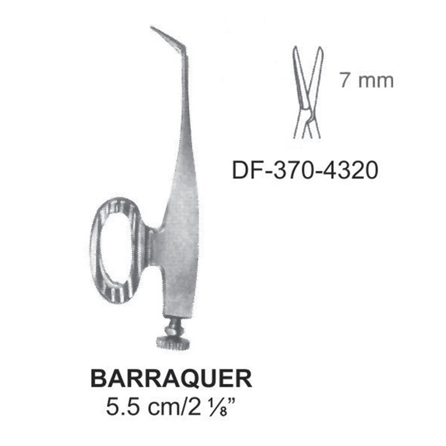 Barraquer, Corneal Scissors, 5.5Cm,  Cutting Blades 7mm  (DF-370-4320) by Dr. Frigz