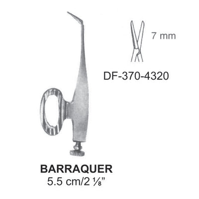 Barraquer, Corneal Scissors, 5.5Cm,  Cutting Blades 7mm  (DF-370-4320)
