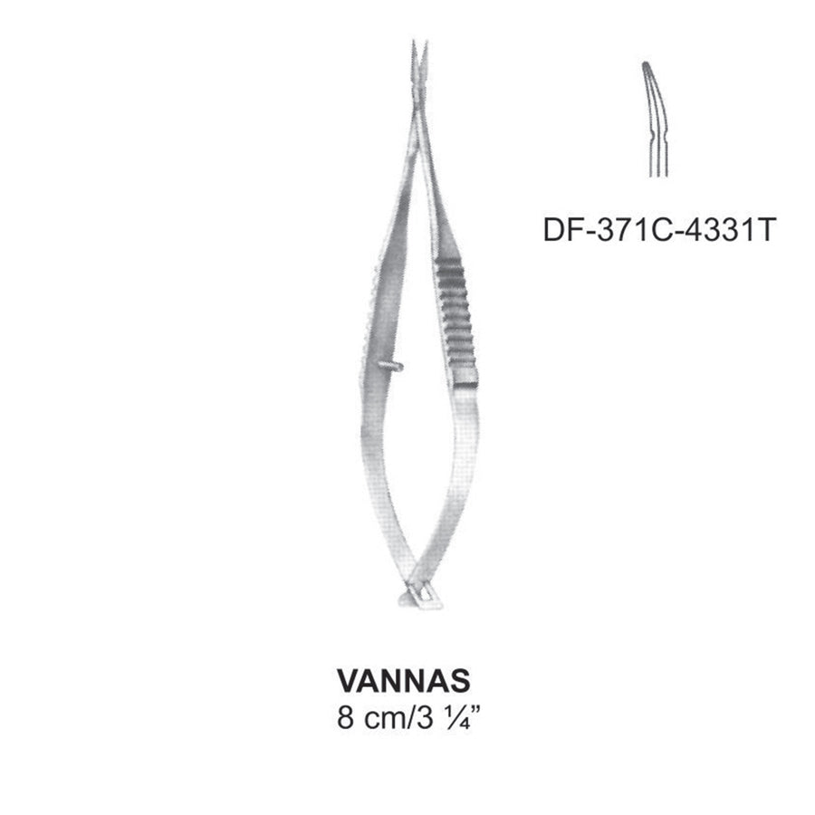 Vannas Micro Scissors, Curved, 8cm  (DF-371C-4331T) by Dr. Frigz