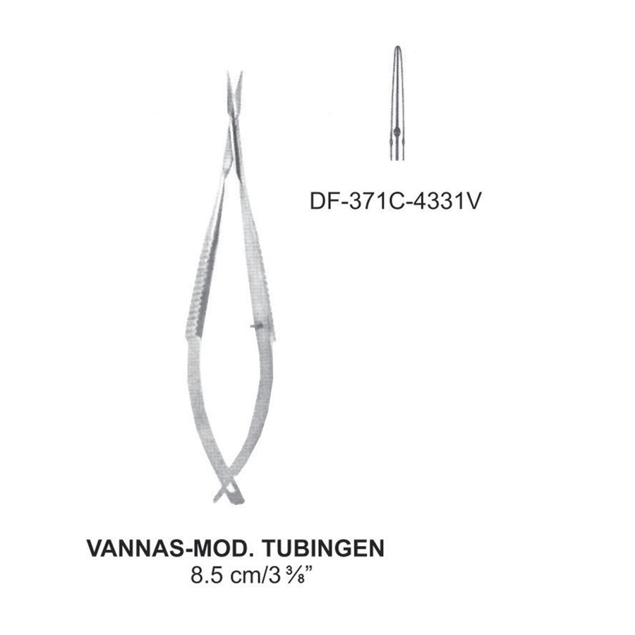 Vannas-Mod. Tubingen Delicate Eye Scissors, Straight, 8.5 cm (DF-371C-4331V) by Dr. Frigz