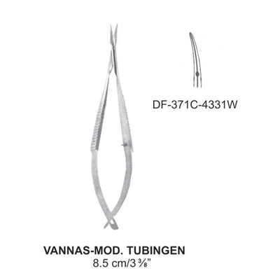 Vannas-Mod. Tubingen Delicate Eye Scissors, Curved, 8.5 cm (DF-371C-4331W)