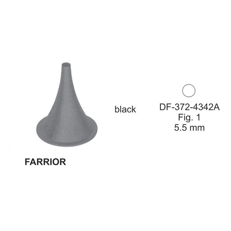 Farrior Ear Specula, Black, Fig.1, 5.5mm , 3.6cm (DF-372-4342A) by Dr. Frigz