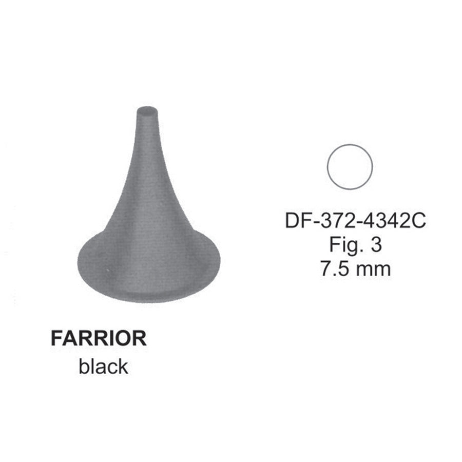 Farrior Ear Specula, Black, Fig.3, 7.5mm , 3.6cm (DF-372-4342C) by Dr. Frigz