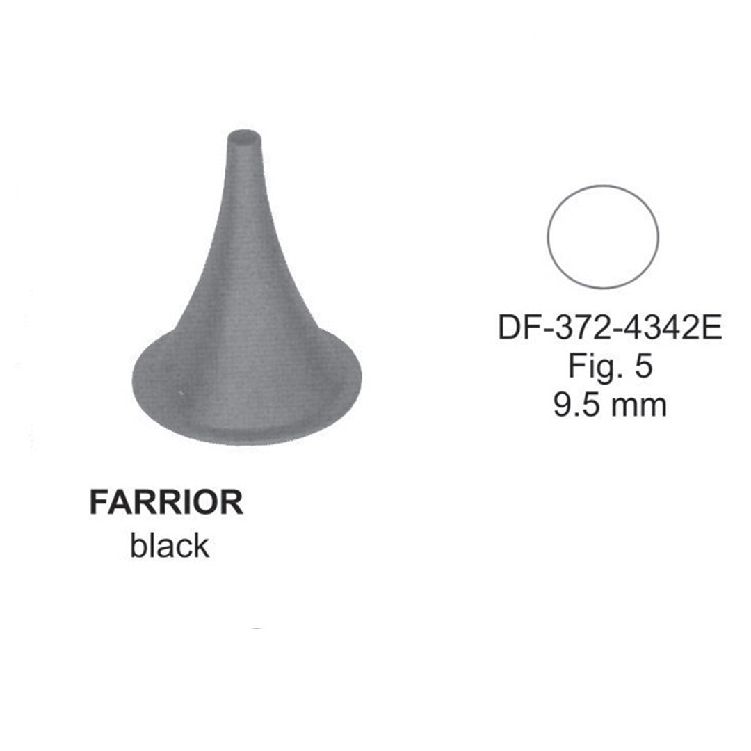 Farrior Ear Specula, Black, Fig.5, 9.5mm , 3.6cm (DF-372-4342E) by Dr. Frigz