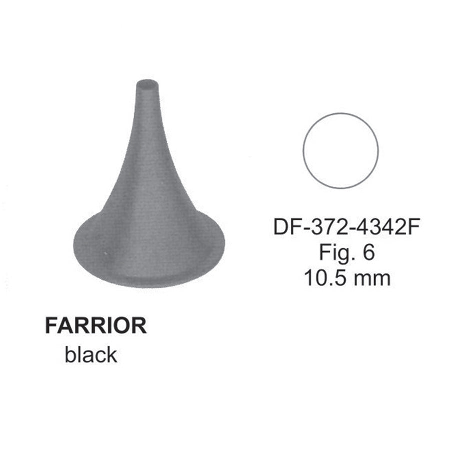 Farrior Ear Specula, Black, Fig.6, 10.5mm , 3.6cm (DF-372-4342F) by Dr. Frigz