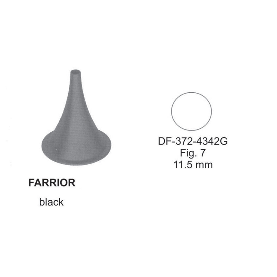 Farrior Ear Specula, Black, Fig.7, 11.5mm , 3.6cm (DF-372-4342G) by Dr. Frigz