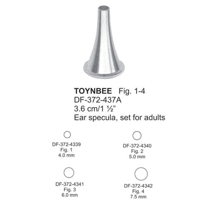 Toynbee Ear Specula, Fig.1-4, 3.6Cm, Set For Adults (DF-372-437A)
