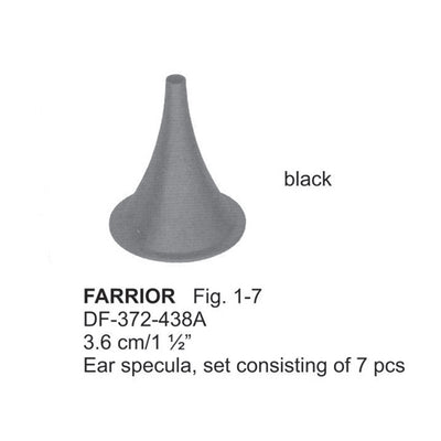 Farrior Ear Specula, Black, Fig.1-7, 3.6Cm, Set Consisting Of 7 Pcs (DF-372-438A) by Dr. Frigz
