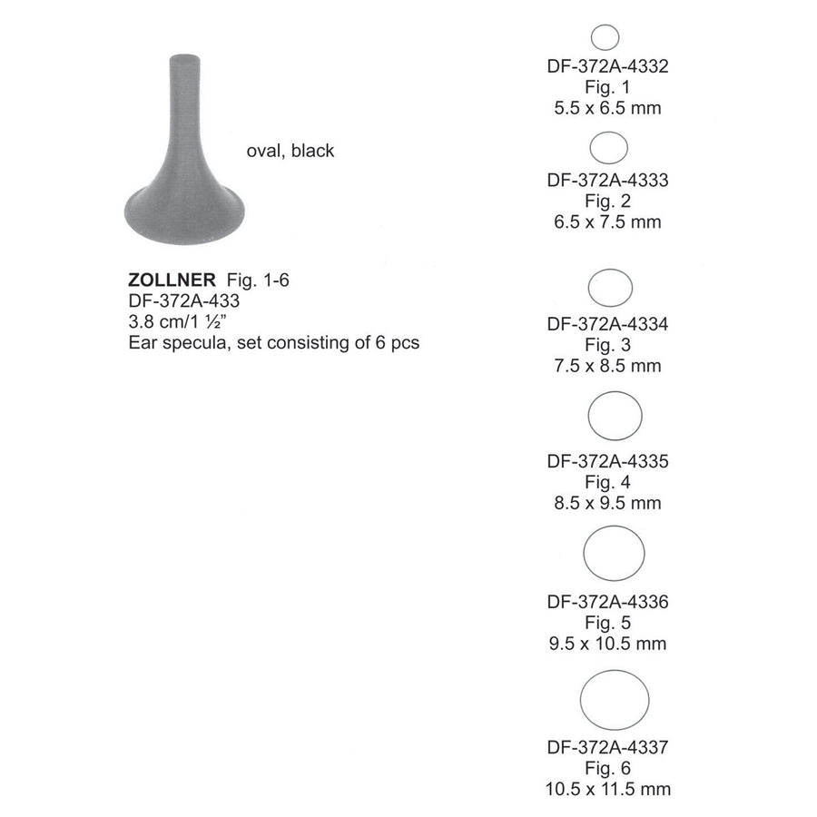 Zollner Ear Spacula, Set Of 6 Pcs,  3.8cm  (DF-372A-433) by Dr. Frigz