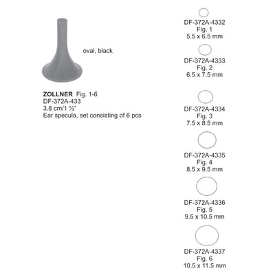 Zollner Ear Spacula, Set Of 6 Pcs,  3.8cm  (DF-372A-433)