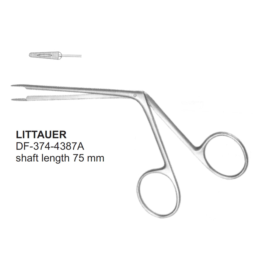 Littauer Ear Polypus Forceps, Shaft Length 75mm (DF-374-4387A) by Dr. Frigz