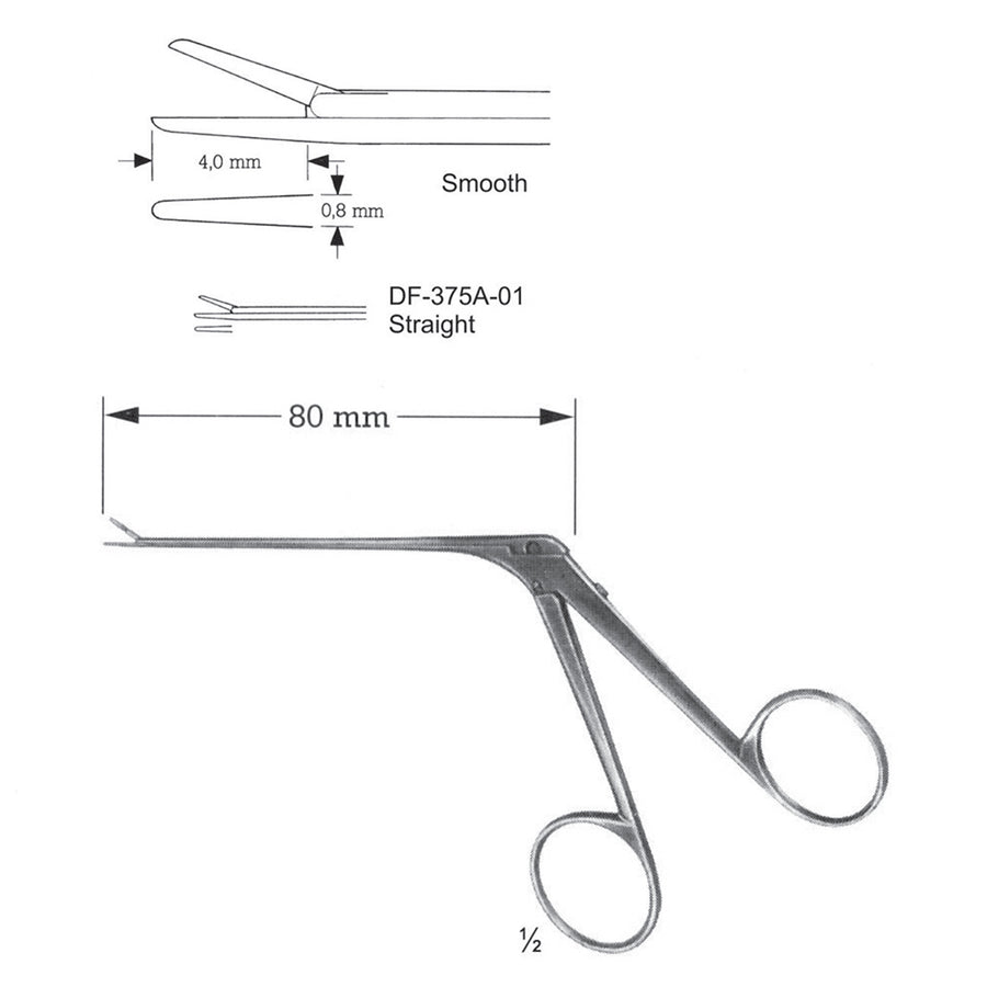 Micro Ear Forceps, Shaft Length 80mm , Smooth, Straight  (DF-375A-01) by Dr. Frigz