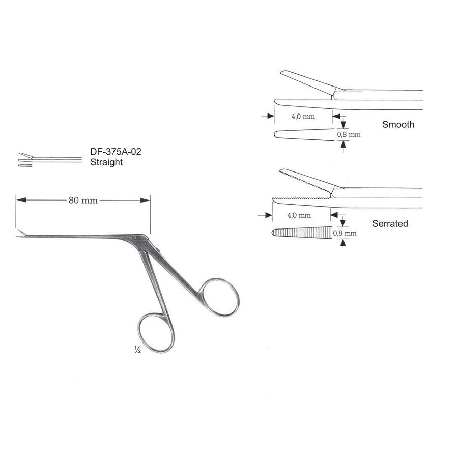 Micro Ear Forceps, Shaft Length 80mm , Serrated, Straight  (DF-375A-02) by Dr. Frigz