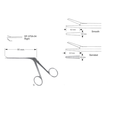 Micro Ear Forceps, Shaft Length 80mm , Serrated, Right (DF-375A-04)