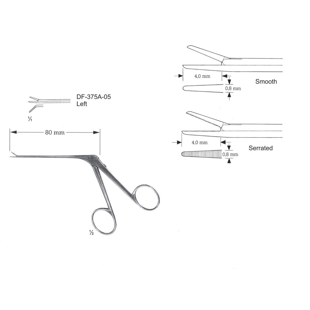 Micro Ear Forceps, Shaft Length 80mm , Serrated, Left (DF-375A-05) by Dr. Frigz