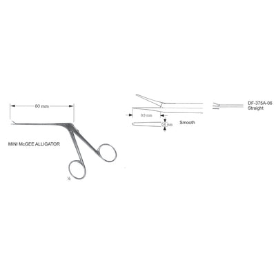 Mini Mcgee Aligator Micro Ear Forceps, Smooth, Straight (DF-375A-06)