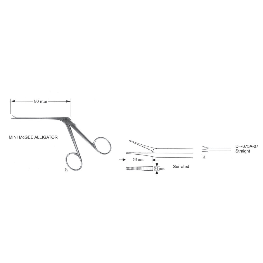 Mini Mcgee Aligator Micro Ear Forceps, Serrated, Straight (DF-375A-07) by Dr. Frigz