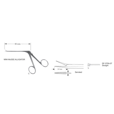 Mini Mcgee Aligator Micro Ear Forceps, Serrated, Straight (DF-375A-07)