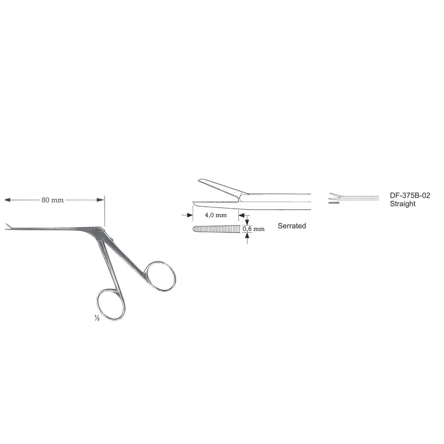 Micro Ear Forceps, Shaft Length 80mm , Serrated, Straight  (DF-375B-02) by Dr. Frigz