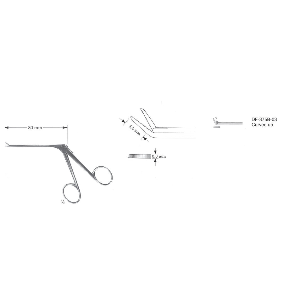 Micro Ear Forceps, Shaft Length 80mm , Serrated, Curved Up (DF-375B-03) by Dr. Frigz
