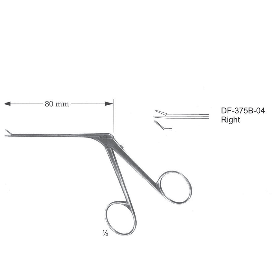 Micro Ear Forceps, Shaft Length 80mm , Serrated, Right (DF-375B-04) by Dr. Frigz