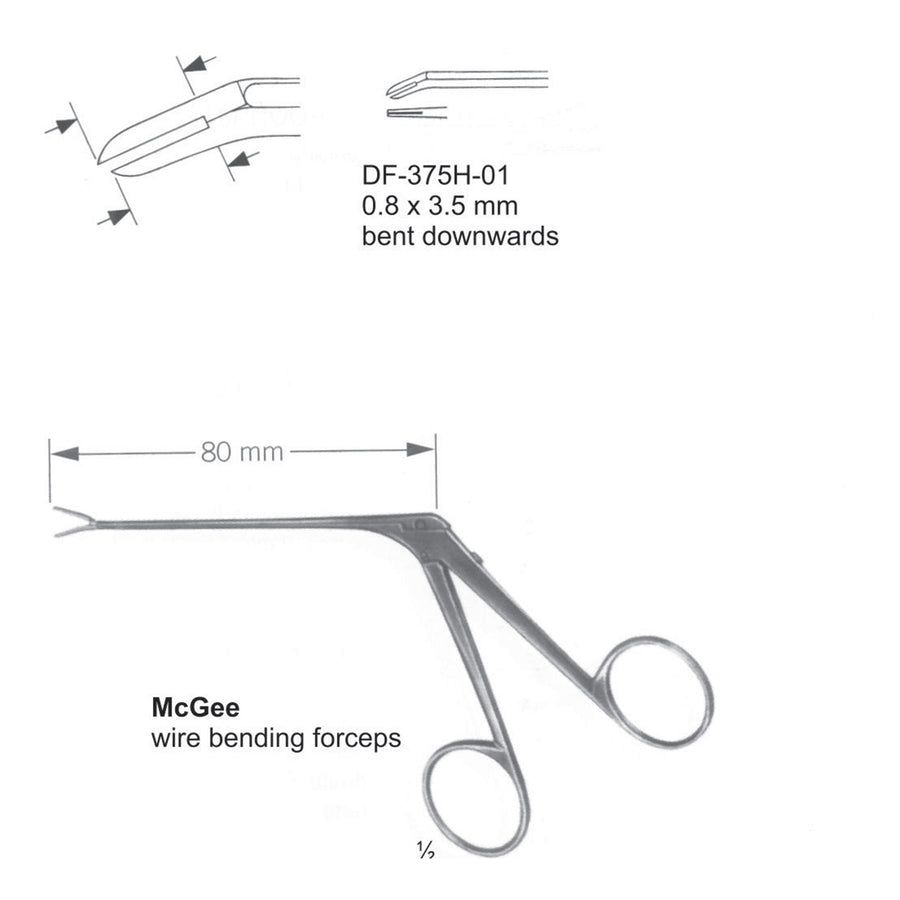 Mcgee Wire Bending Forceps, Bent Downwards, 0.8X3.5mm (DF-375H-01) by Dr. Frigz