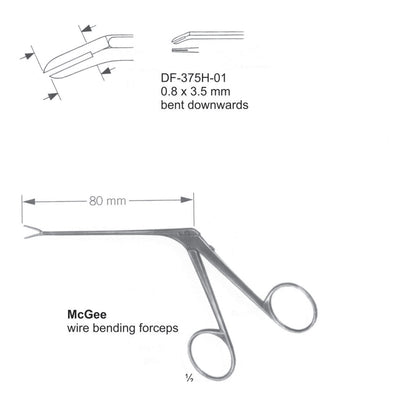 Mcgee Wire Bending Forceps, Bent Downwards, 0.8X3.5mm (DF-375H-01)
