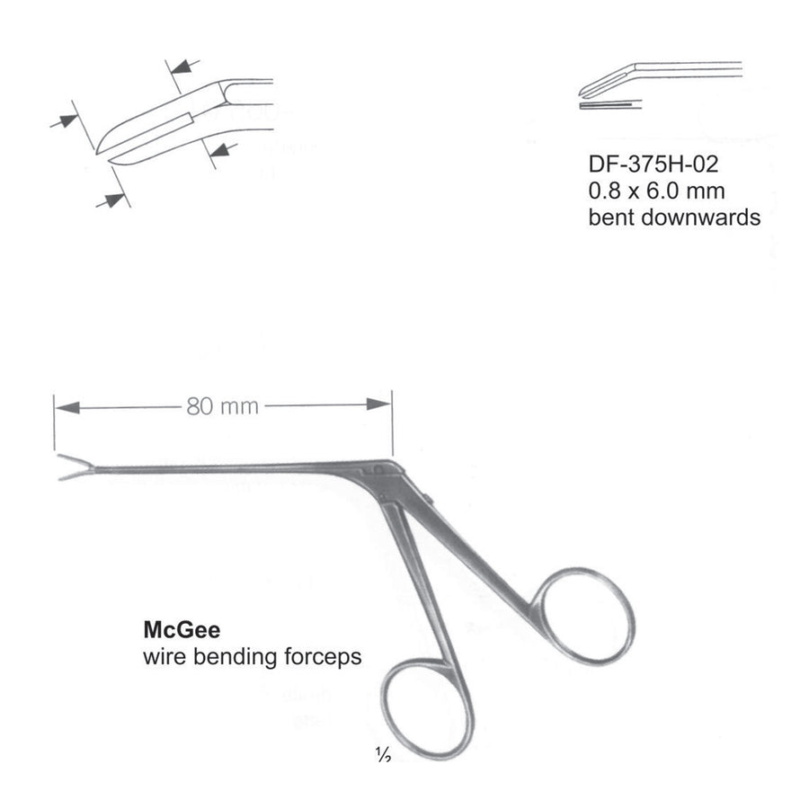 Mcgee Wire Bending Forceps, Bent Downwards, 0.8X6mm (DF-375H-02) by Dr. Frigz