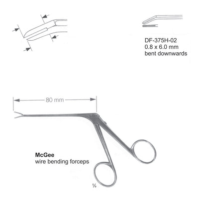 Mcgee Wire Bending Forceps, Bent Downwards, 0.8X6mm (DF-375H-02)