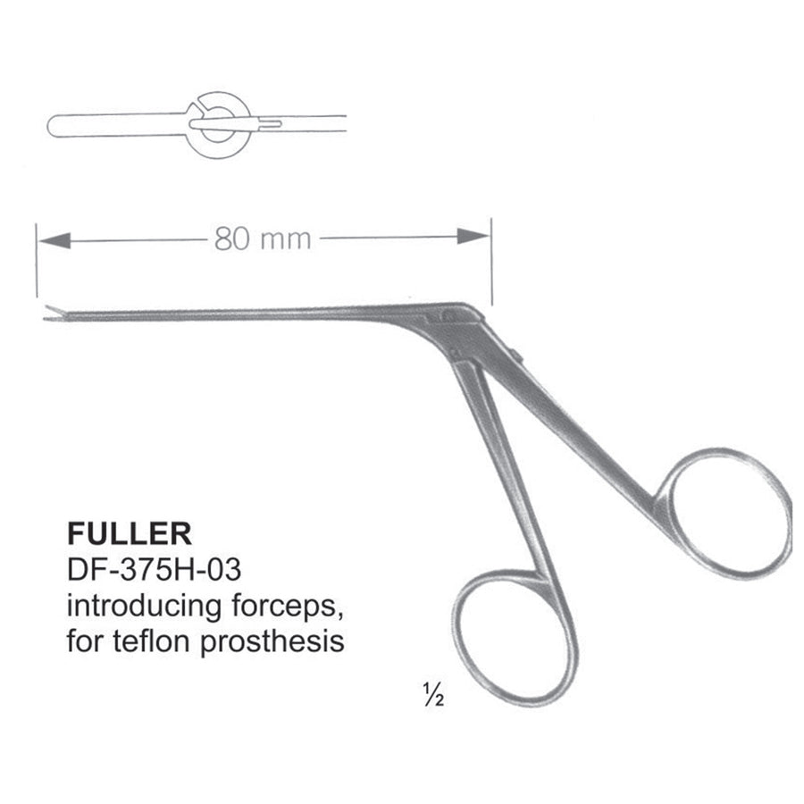 Fuller Introducing Micro Ear Forceps For Teflon Prosthesis, Shaft Length 80mm ,  (DF-375H-03) by Dr. Frigz